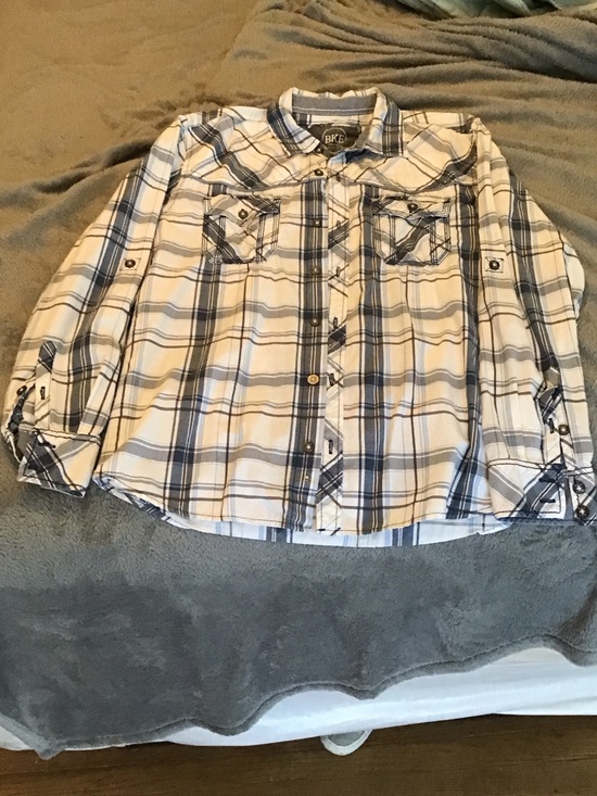 BKE Other - BKE White and Blue Plaid Button-Down Shirt for men.